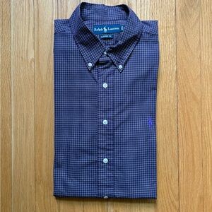 Polo Ralph Lauren Men’s Short Sleeve Dress Shirt Classic Large Blue Black Checks